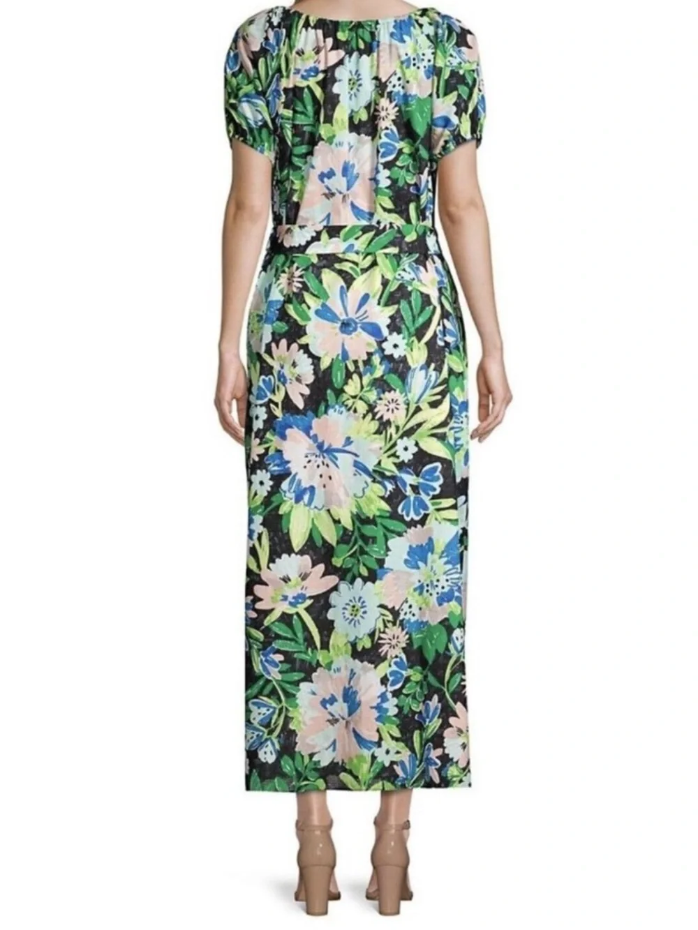 kate spade Black Floral Maxi Dress with Blue & Green Blooms - Picture 3 of 10